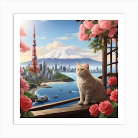 Cat On A Balcony Art Print