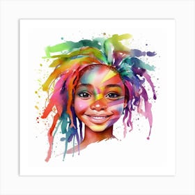 Girl With Colorful Dreadlocks Art Print