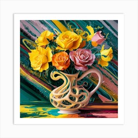 Roses In A Vase 4 Art Print