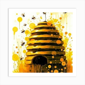 Bees and hive Art Print