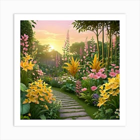 Garden At Sunset Art Print