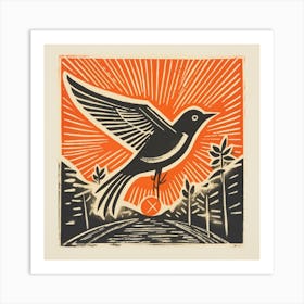 Retro Bird Lithograph Lark 1 Art Print