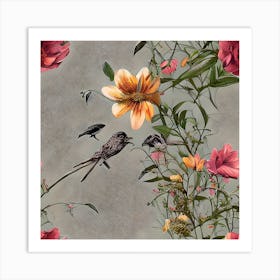 Floral Birds Art Print