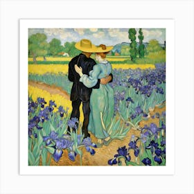 Two in irises Art Print