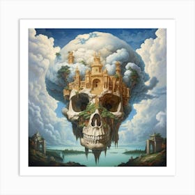 Skull In The Clouds Art Print