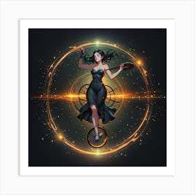 Girl And Timeportal Art Print