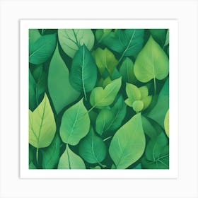 Green Leaves Seamless Pattern 1 Art Print