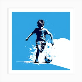 Boy Kicking Soccer Ball 1 Art Print