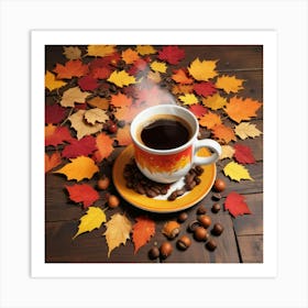 Autumn Leaves And Coffee 21 Art Print