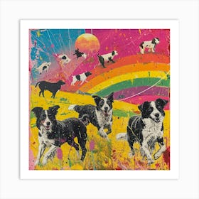 Sheep Dog Rainbow Collage 2 Art Print