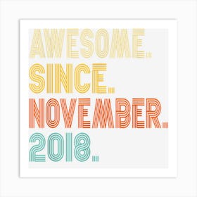 Funny November 2018 4 Year Old 4th Birthday Gift Boy Girl Art Print