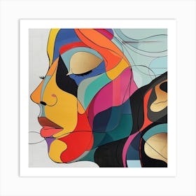 Abstract Of A Woman'S Face - colorful cubism, cubism, cubist art,    abstract art, abstract painting  city wall art, colorful wall art, home decor, minimal art, modern wall art, wall art, wall decoration, wall print colourful wall art, decor wall art, digital art, digital art download, interior wall art, downloadable art, eclectic wall, fantasy wall art, home decoration, home decor wall, printable art, printable wall art, wall art prints, artistic expression, contemporary, modern art print, Art Print