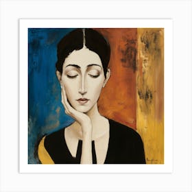 Woman In Black And Yellow Art Print