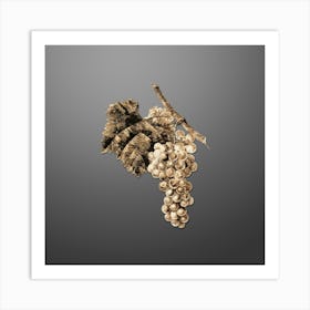 Gold Botanical Grape Vine on Soft Gray n.2615 Art Print