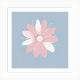 A White And Pink Flower In Minimalist Style Square Composition 450 Art Print