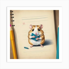 Hamster Reading A Book 9 Art Print