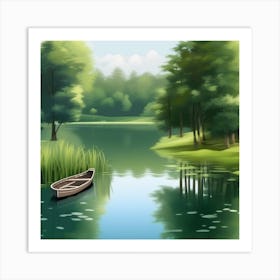 Boat On The Lake Art Print