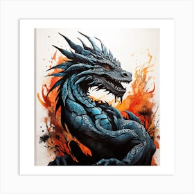 Dragon On Fire Canvas Print Art Print