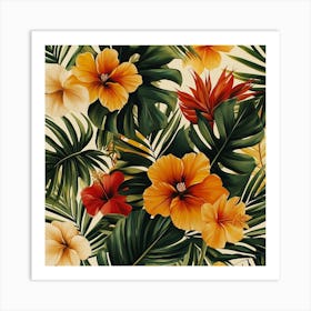 Tropical Flower Pattern Art Art Print