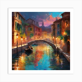 Venice At Night Art Print