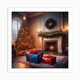 Christmas Tree In The Living Room 34 Art Print