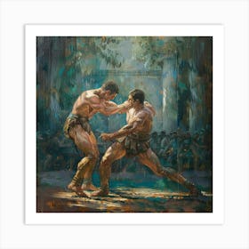 Two Men Fighting Art Print