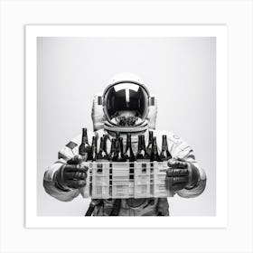 Astronaut Holding Beer Art Print