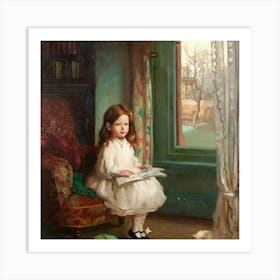 Little Girl Reading Art Print