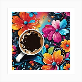 Coffee And Flowers 1 Art Print