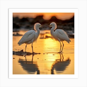 Egrets At Sunset 2 Art Print