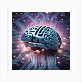 Brain On Circuit Board 7 Art Print