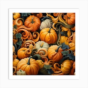 Pumpkins Seamless Pattern Art Print