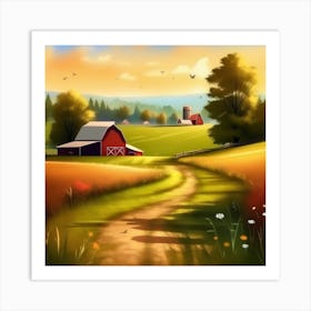 Peaceful Farm Meadow Landscape (49) Art Print