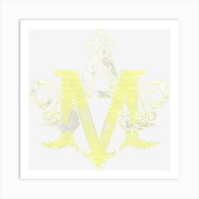 Distressed Vintage Auspice Maria Virgin Mary Monogram Art Print