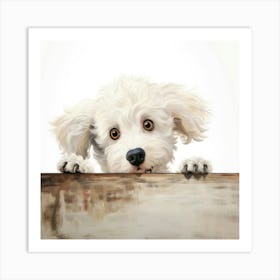 Dog Peeking Over Fence 3 Art Print