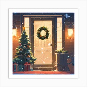 Christmas Decoration On Home Door Golden Ratio Fake Detail Trending Pixiv Fanbox Acrylic Palette (3) Art Print