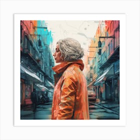 Woman In A City Art Print