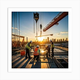 Construction Workers At Work 1 Art Print