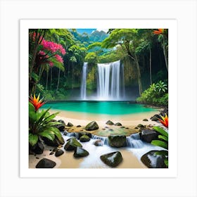 Waterfall In The Jungle 1 Art Print