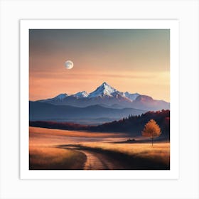 Moonlight In The Mountains 1 Art Print