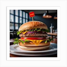 Hamburger On A Plate 26 Art Print