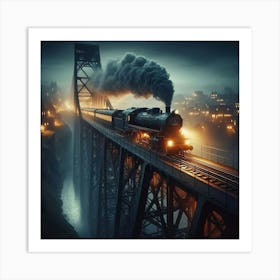 Steam Train On A Bridge 1 Art Print