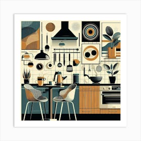 Retro Kitchen Design Art Print