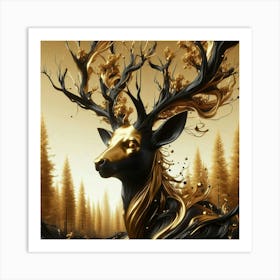 Gold Deer 1 Art Print