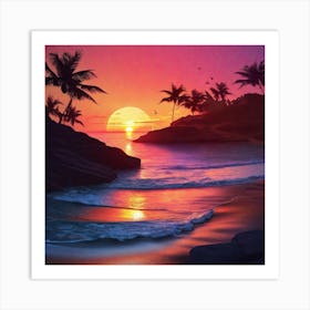 Sunset On The Beach 117 Art Print