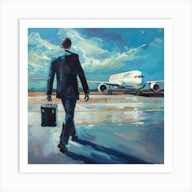 Man Walking To An Airplane Art Print