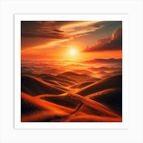 Sunset In The Mountains 3 Art Print