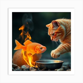 Asm An Orange Cat Cooks A Fish In The Nature F0fdff1c 6c47 41e0 Acb2 F1b169cc3ac0 Art Print