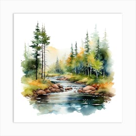 Watercolor Of A River 7 Art Print