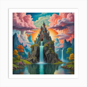 Enchanted Heights The Castle Of Cascading Waters (11) Art Print